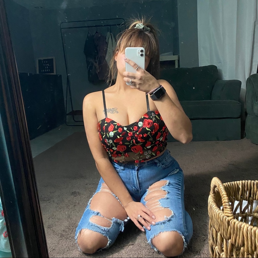 Crop top see through rose